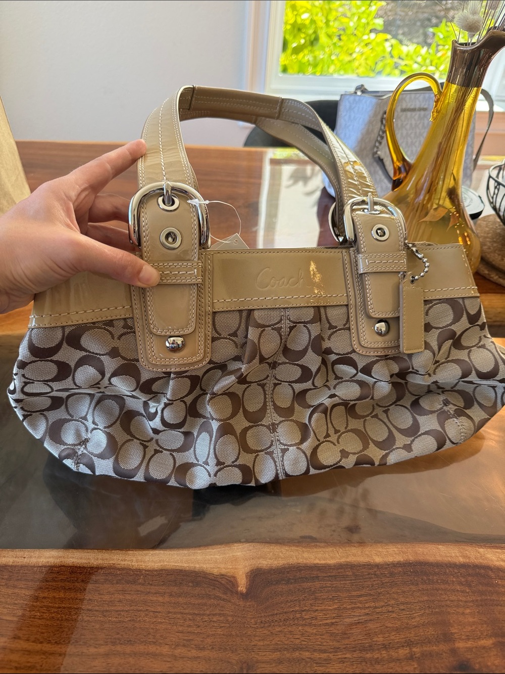 Coach Beige/Tan Signature Canvas Shoulder Bag NWT
